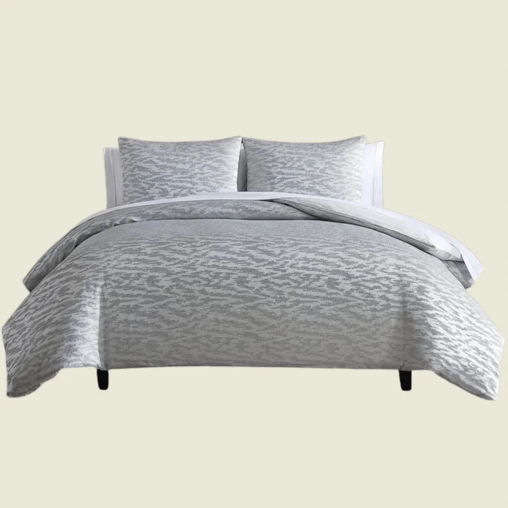 Vera Wang - King Duvet Cover Set Textured Illusion Gray Luxe Bedding NEW